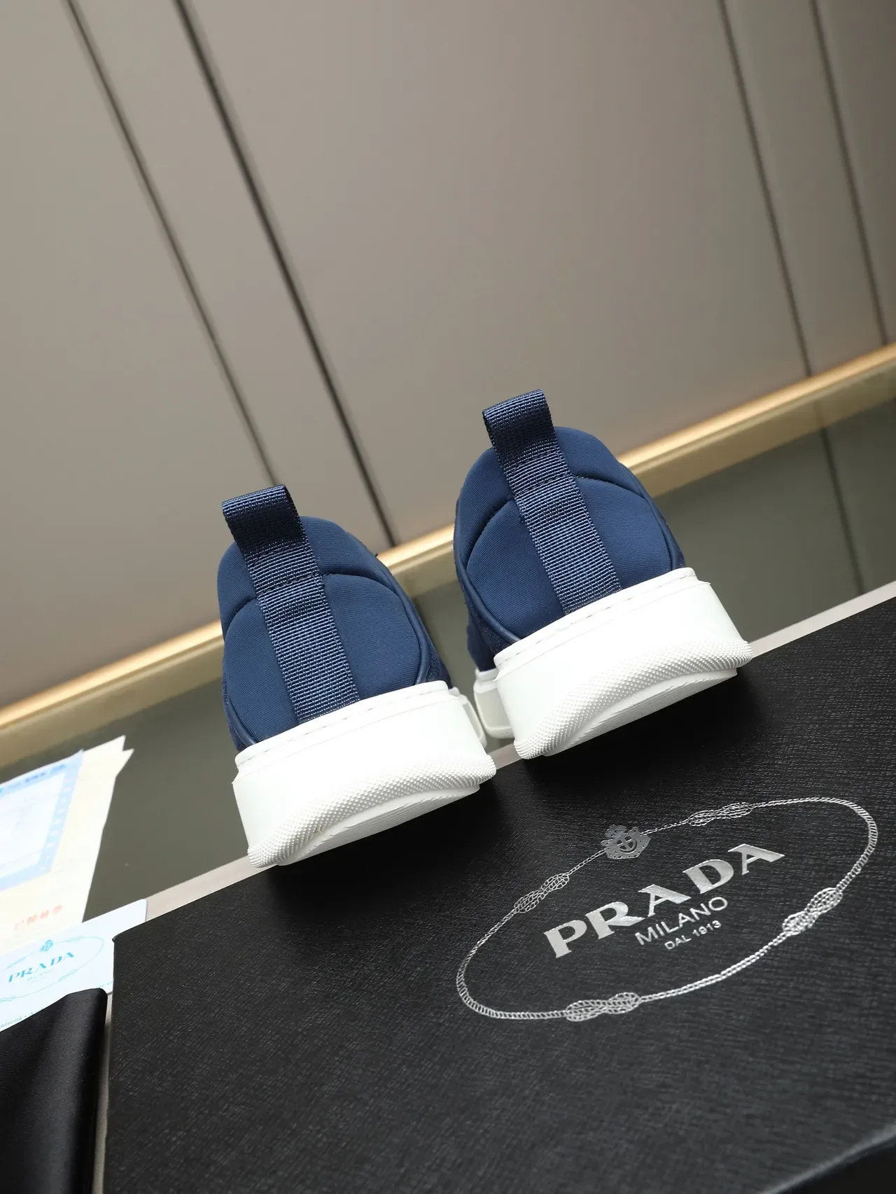 Navy Suede Slip-On Platform Sneaker 3