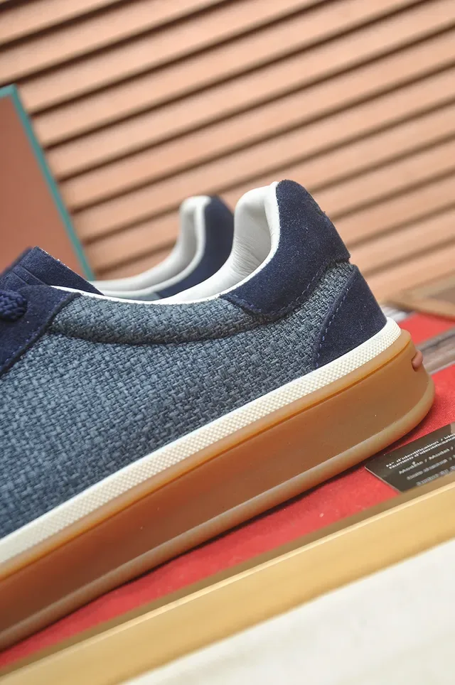 Navy Textured Woven Low-Top Gum Sole Sneaker 2
