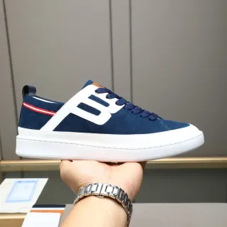 Navy White Suede Side Logo Panel Sneakers