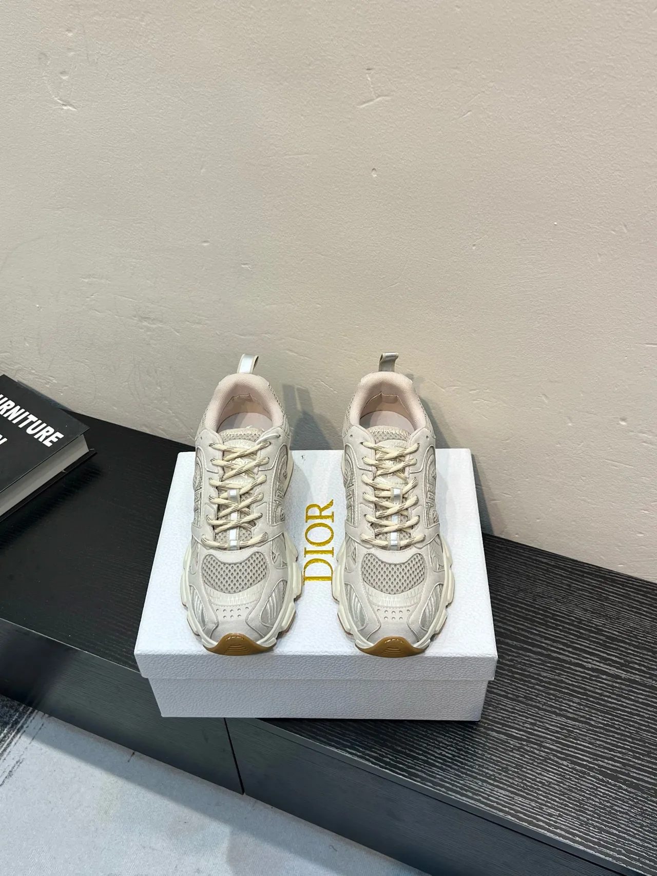 Off-White Beige Mesh and Synthetic Chunky Sneaker 2