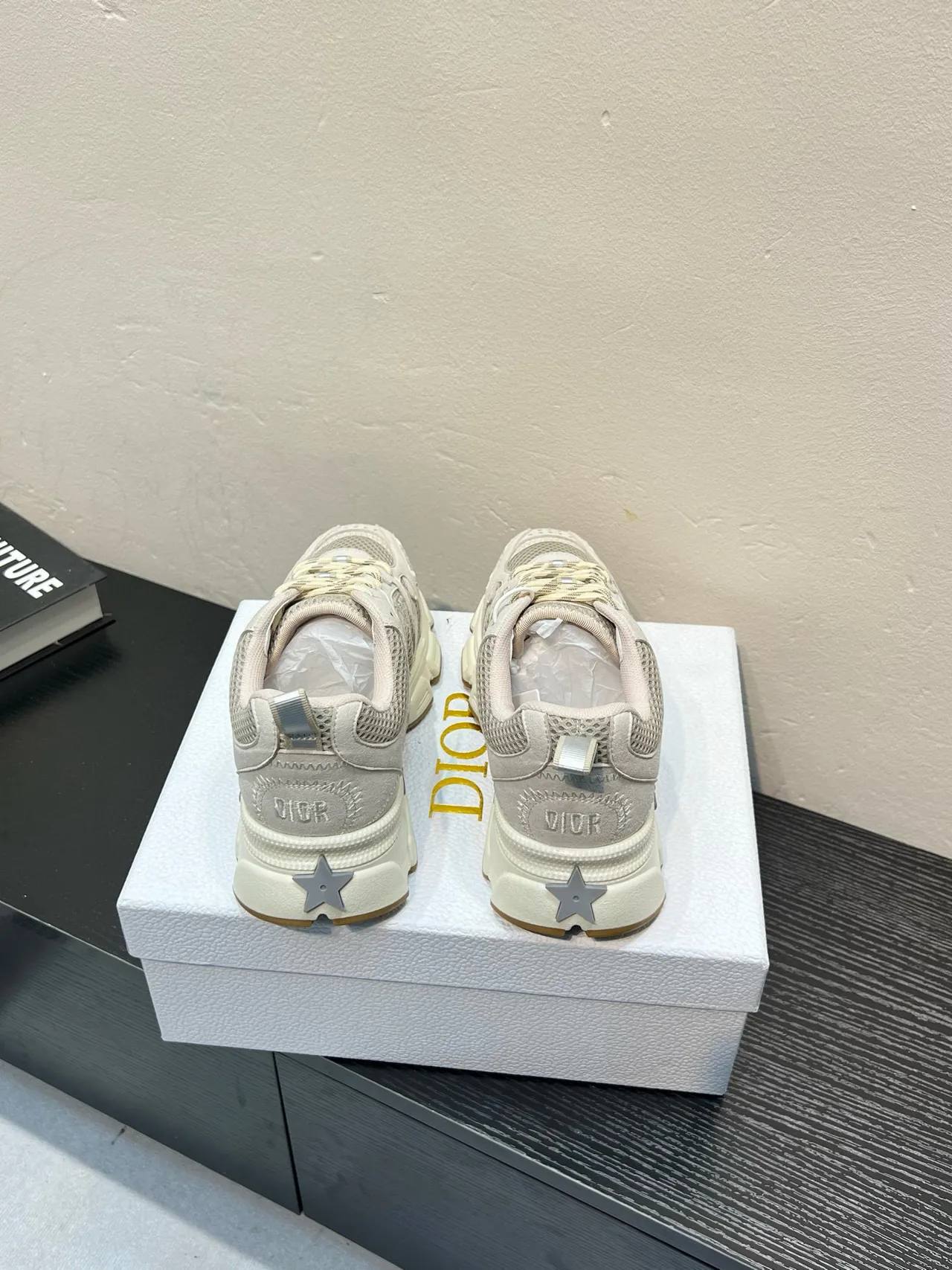 Off-White Beige Mesh and Synthetic Chunky Sneaker 6