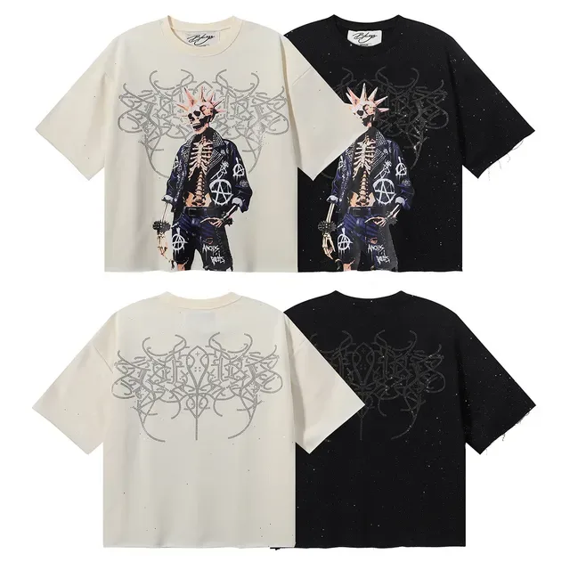 Oversized Graphic-Print Speckled Black T-Shirt 6