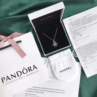 Pandora স্নোফ্লেক কিউবিক জিরকোনিয়া পেন্ডেন্ট নেকলেস
