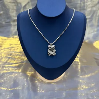 Pavé-Set collier pendentif motif zèbre rayé