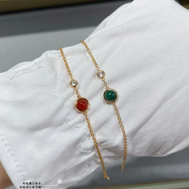 Piaget Gold Multicolor Delicate Chain-Link Cabochon Gemstone Bracelet 2