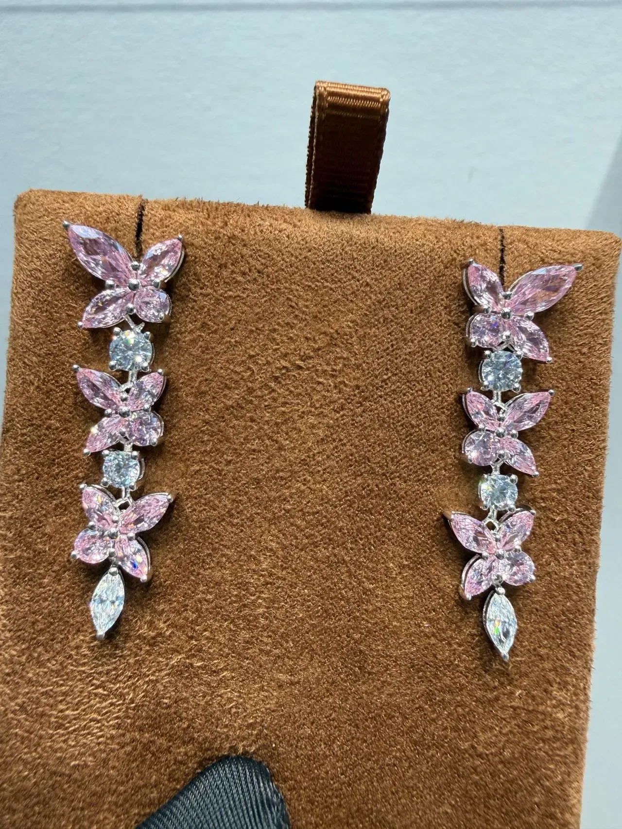 Pink Floral Multi-Tier Dangle Earrings 4