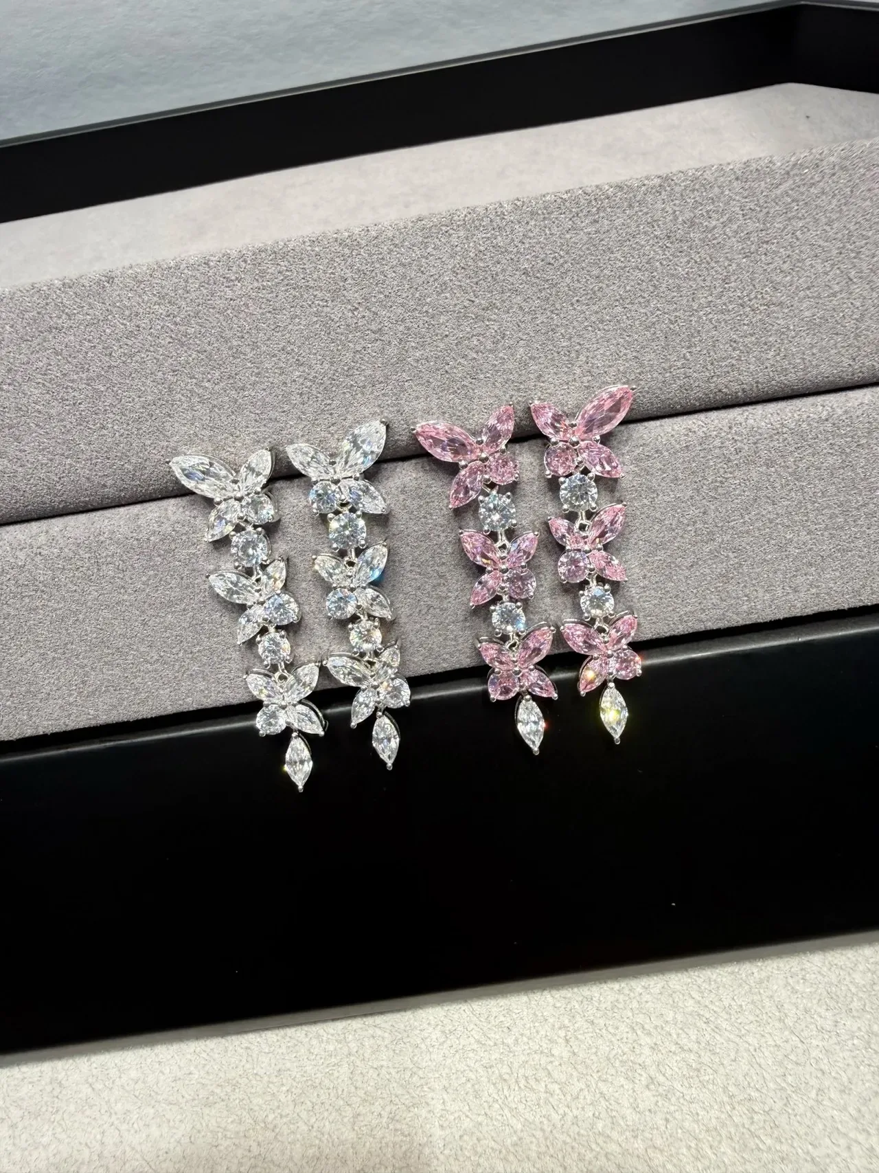 Pink Floral Multi-Tier Dangle Earrings 8