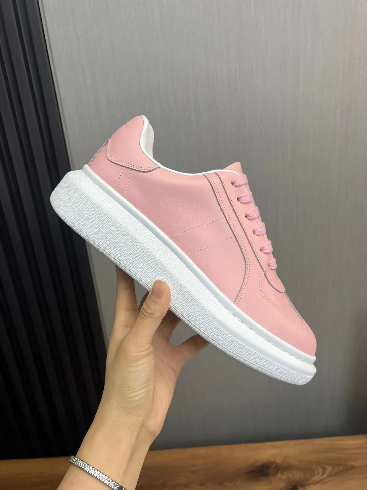 Pink Platform Low-Top Lace-Up Sneaker 4