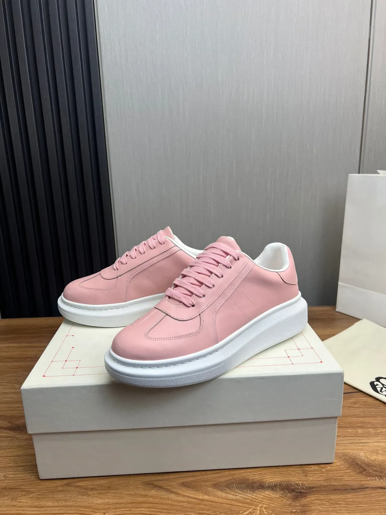 Pink Platform Low-Top Lace-Up Sneaker 9