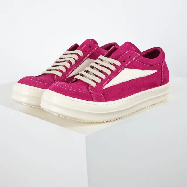 Pink White Suede Upper Side Panel Sneakers 2