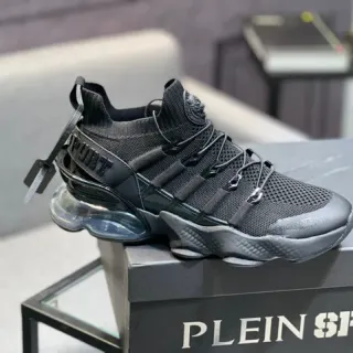PLEIN SPORT Black Transparent Knit Sock-Fit Upper Air Cushioning Unit Chunky Sneakers