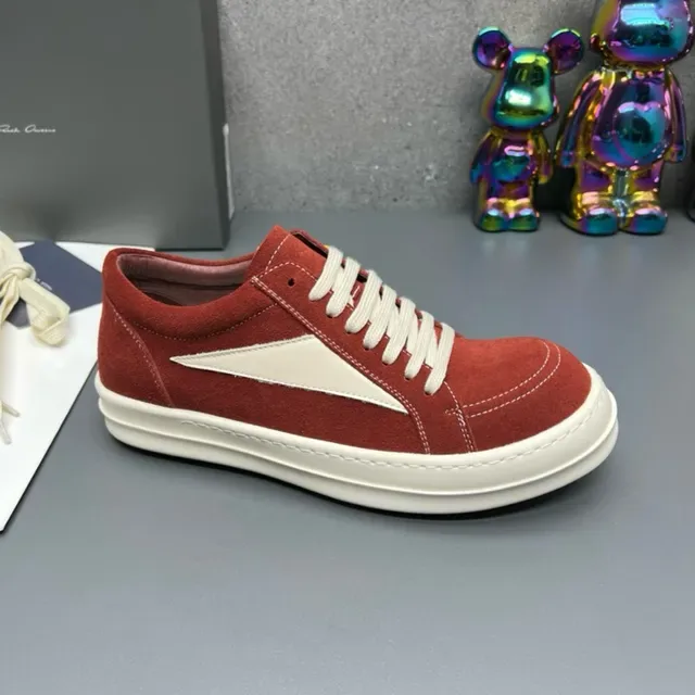 Red White Suede Upper Side Panel Sneakers 6