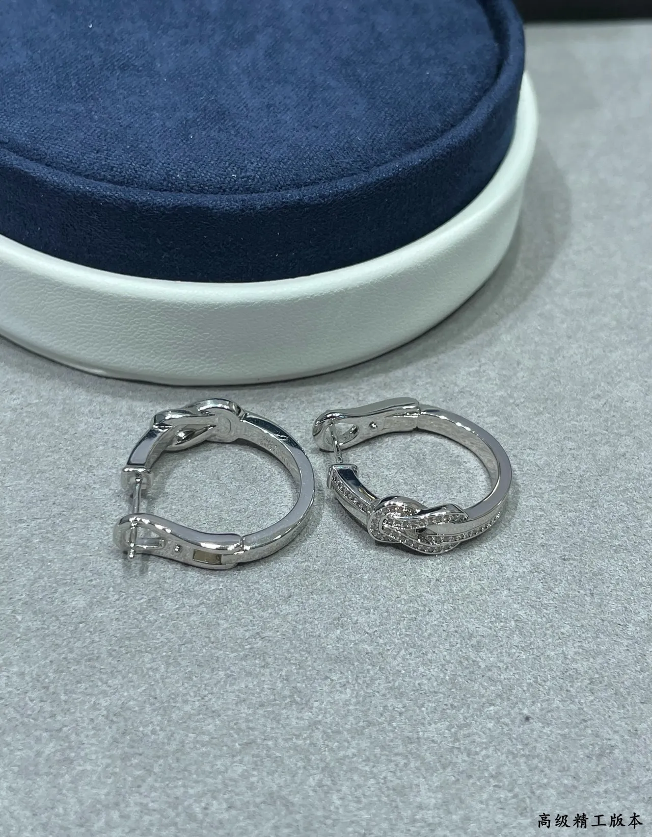 Rose Gold Pavé Knot Motif Hoop Earrings 5