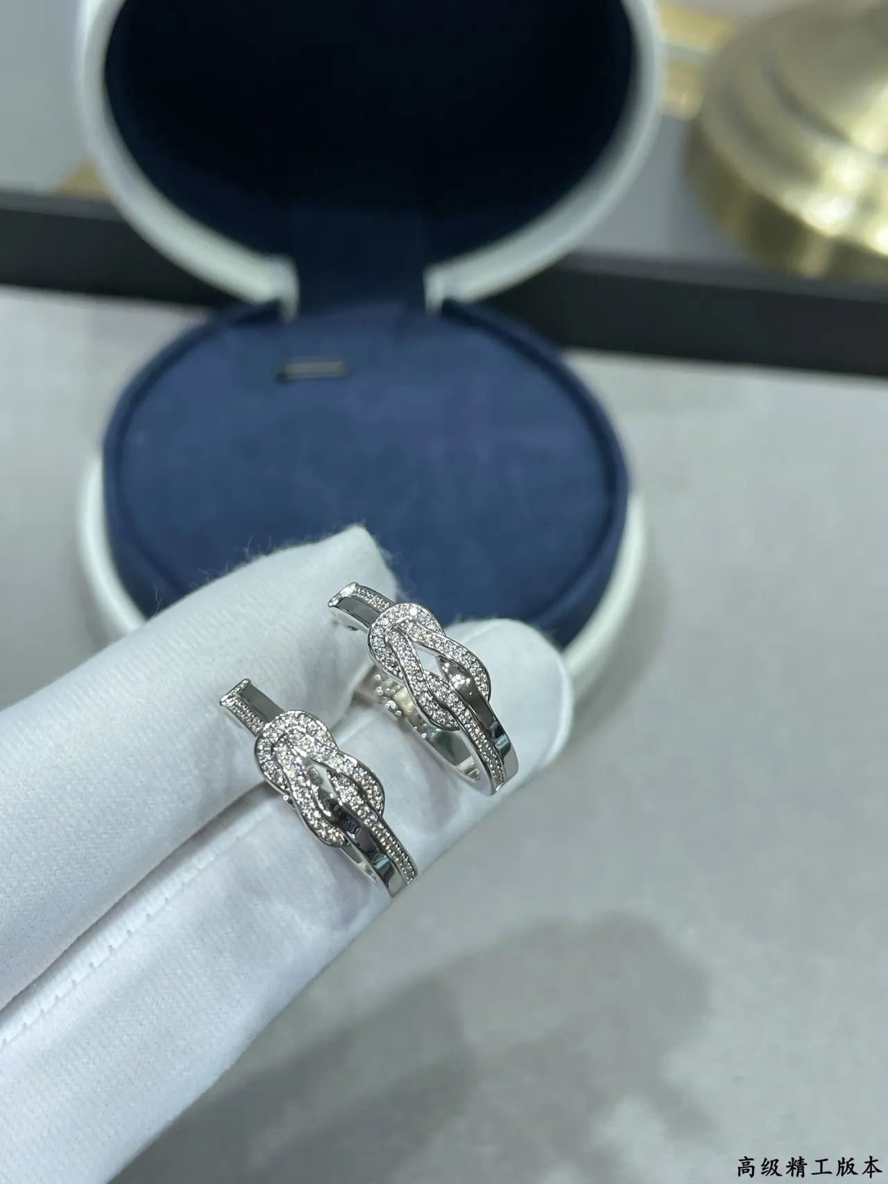 Rose Gold Pavé Knot Motif Hoop Earrings 6