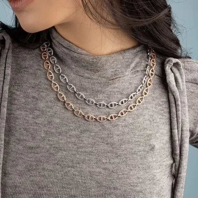 Rose Gold Pavé Mariner-Link Statement Necklace 4