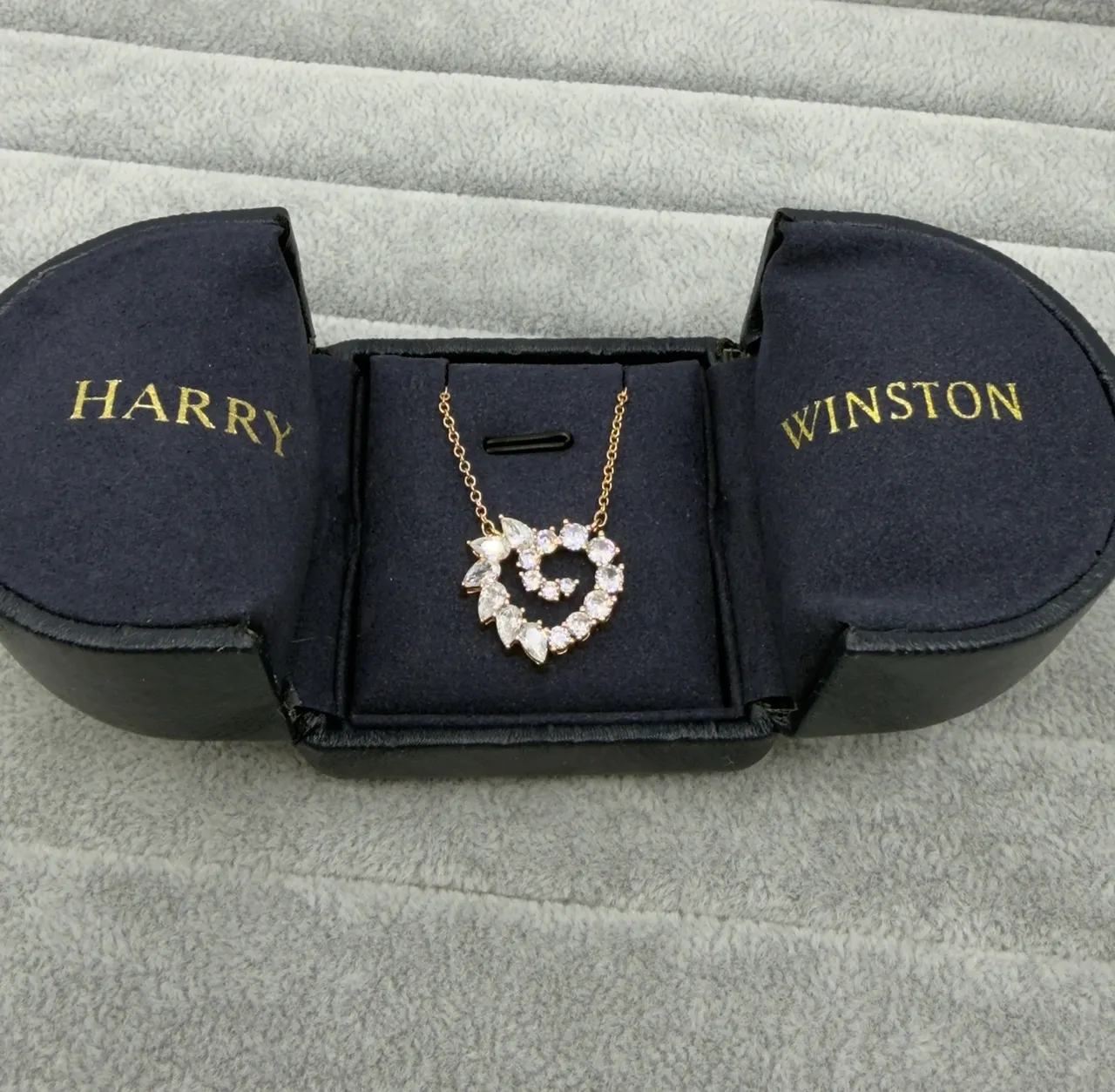 Rose-Gold Tone Heart Crystal Cluster Pendant Necklace 2