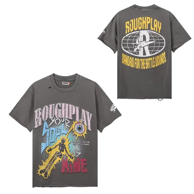 ROUGH Oversized Distressed Graphic-Print T-Shirt 4