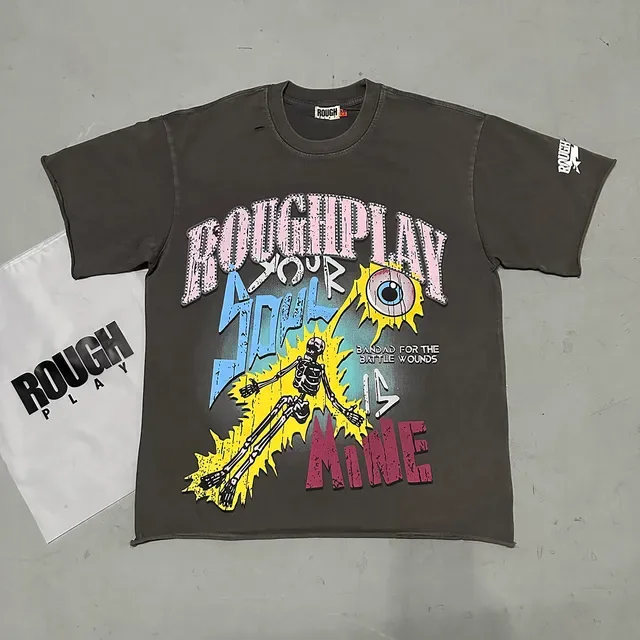 ROUGH Oversized Distressed Graphic-Print T-Shirt 7