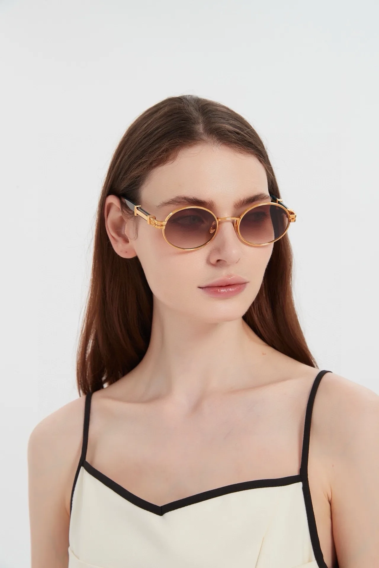 Round Thin Metal Frame Dark Lens Sunglasses 2