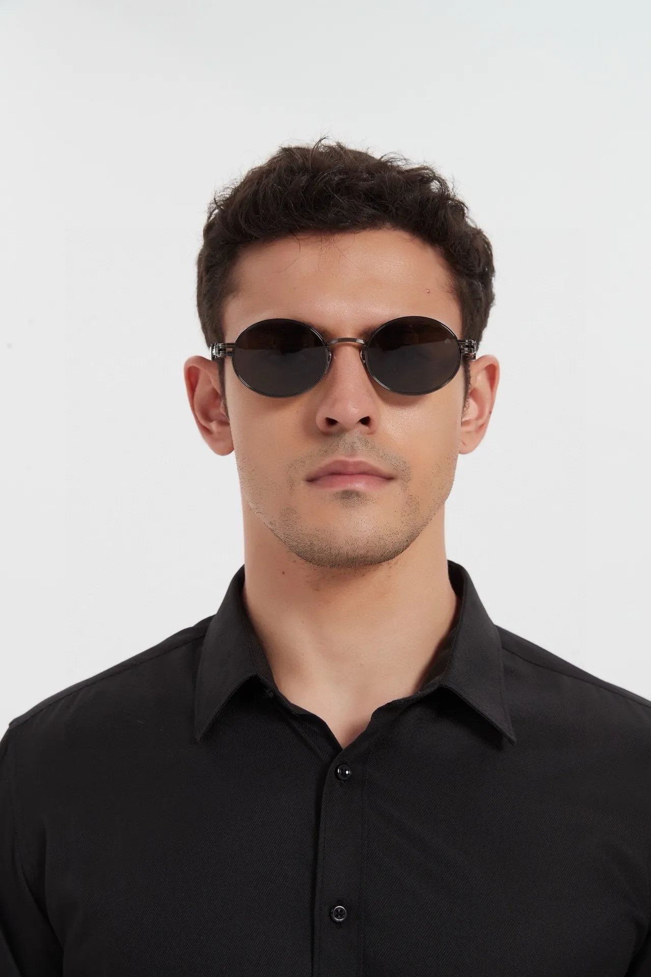 Round Thin Metal Frame Dark Lens Sunglasses 5