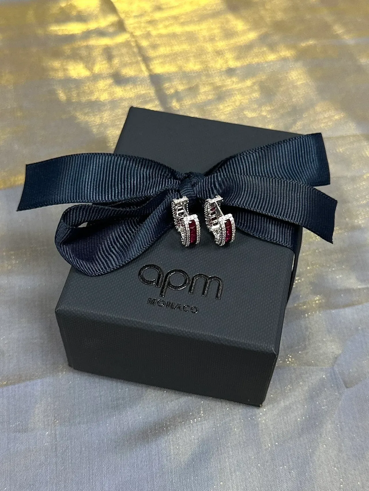 Ruby and Pavé Hoop Earrings 4
