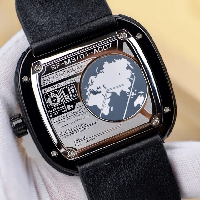 SEVENFRIDAY P1 Black Orange Open-Worked Skeletonized Dial Angular PVD Case Mechanical Watch 5