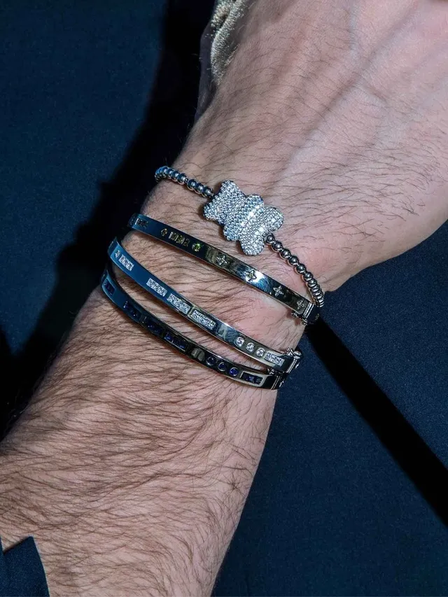 Collier Chaîne à boules argentée noire ajustable avec attache à bascule 5