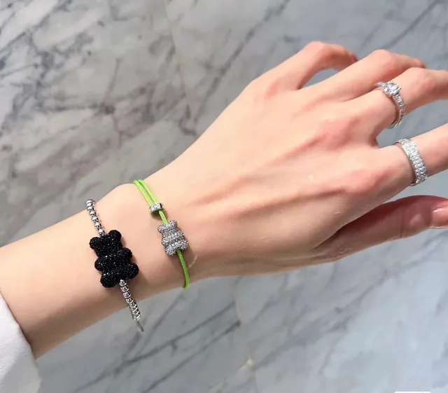 Collier Chaîne à boules argentée noire ajustable avec attache à bascule 6