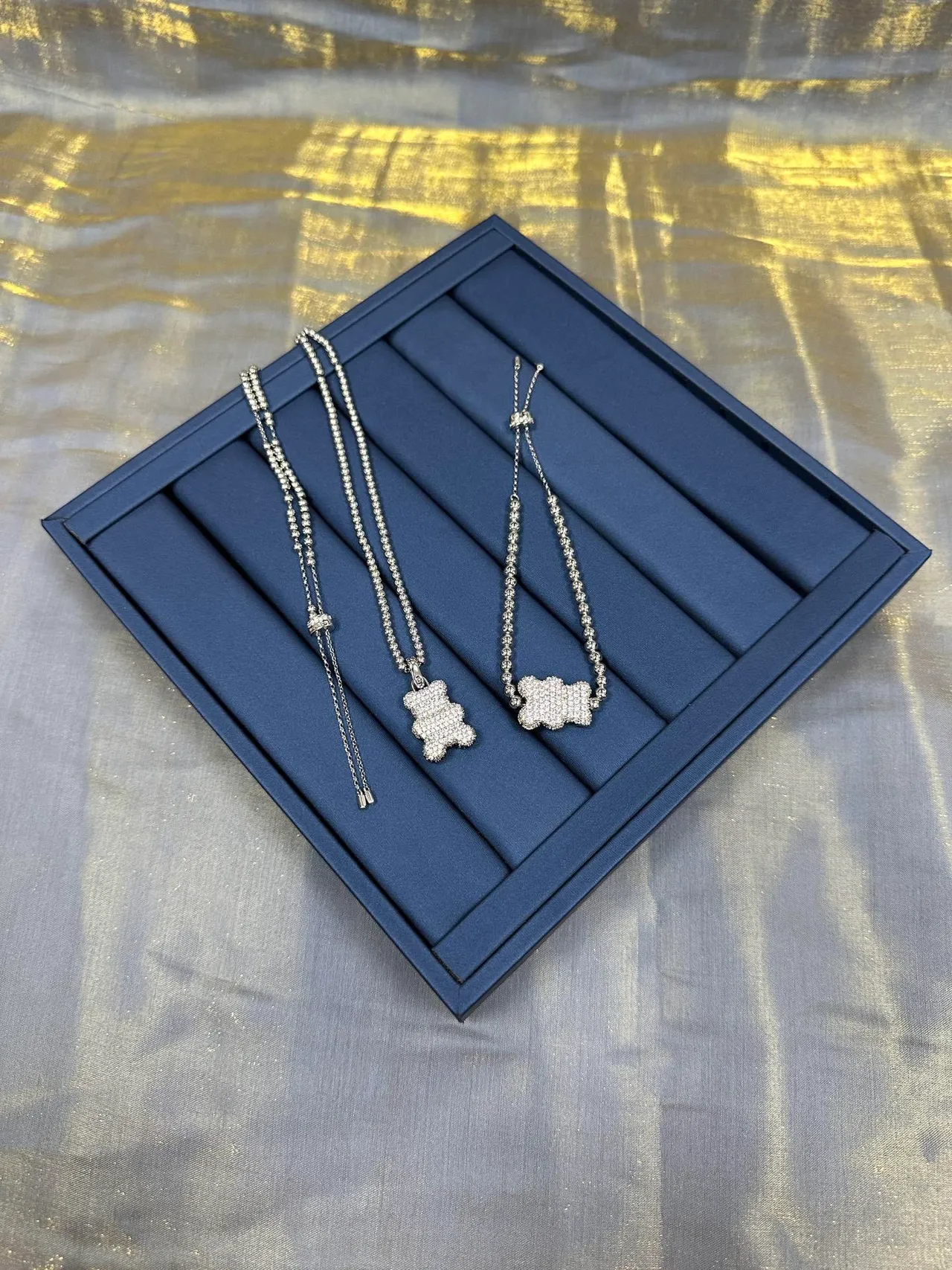 Collier Chaîne à boules argentée noire ajustable avec attache à bascule 9