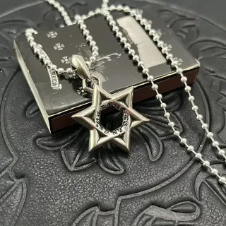 Silver Black Star-Shaped Pendant Hollow Six-Pointed Necklace
