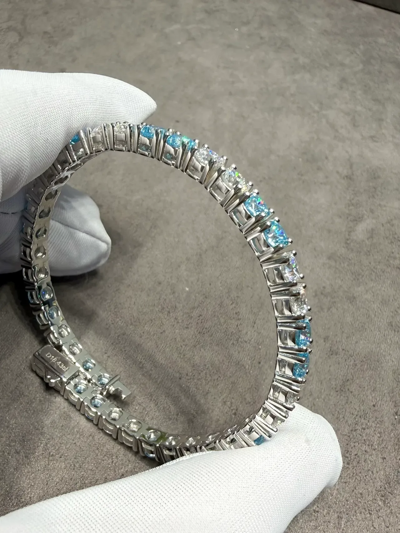 Silver Blue Channel-Set Tennis-Style Bracelet 5