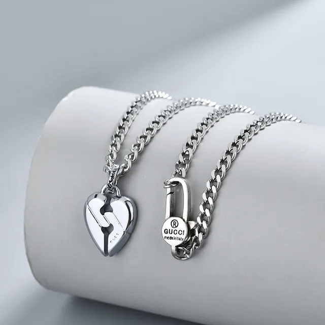 Silver Broken Heart Pendant Necklace 2