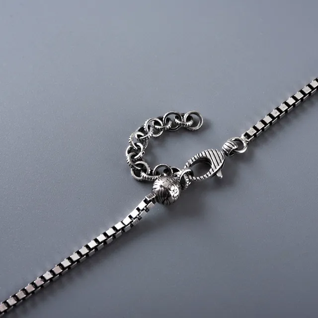 Silver Bull Head Pendant Box Chain Necklace 4