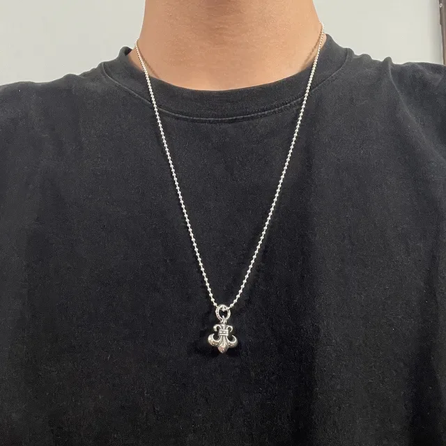 Silver Fleur-de-Lis Pendant Ball Chain Necklace 2