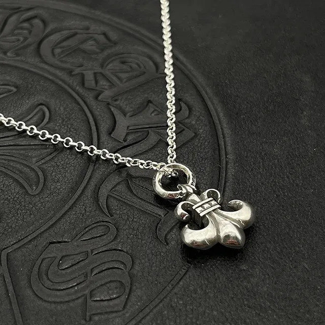 Silver Fleur-de-Lis Pendant Ball Chain Necklace 3