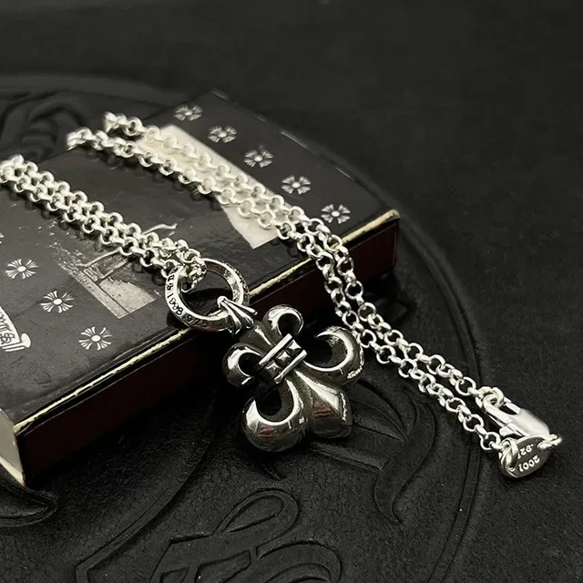 Silver Fleur-de-Lis Pendant Ball Chain Necklace 5