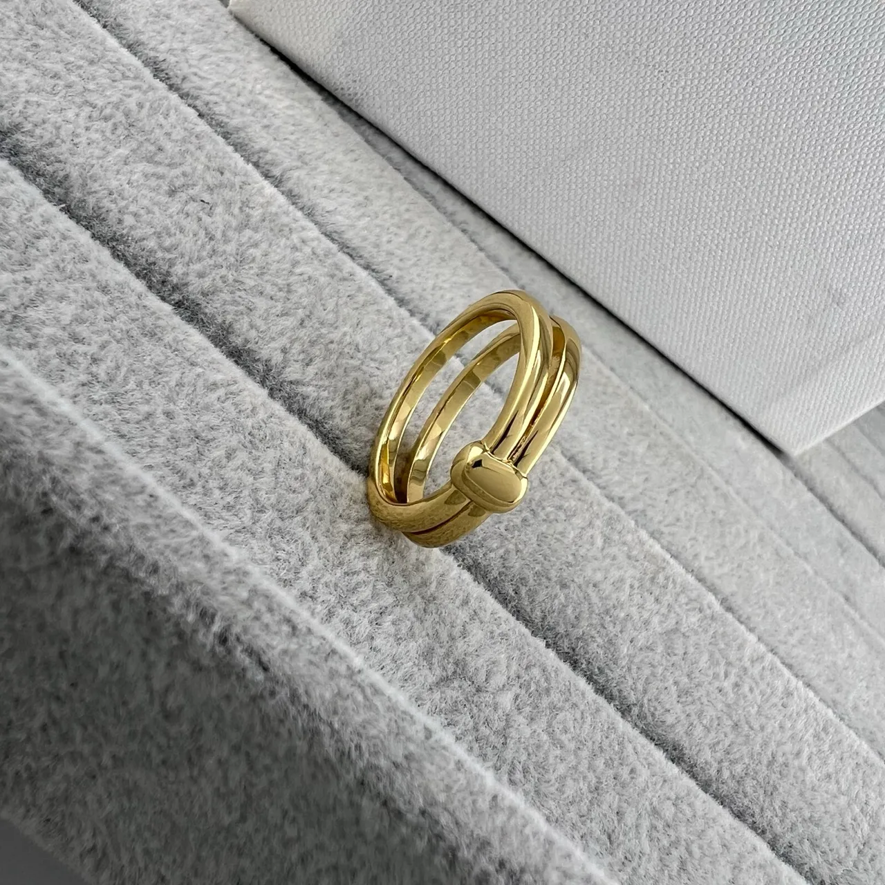 Silver Gold Double-Band Knot Closure Ring 4