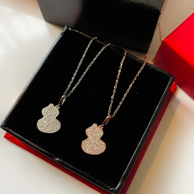 Silver Gold Gourd-Shaped Pavé-Set Necklace 6