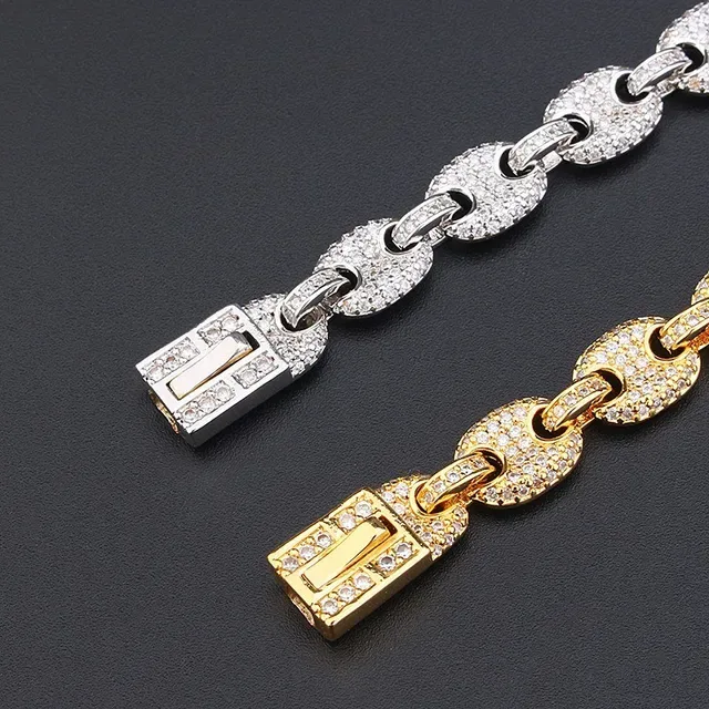 Silver Gold Pave-Set Chunky Link Bracelet 6