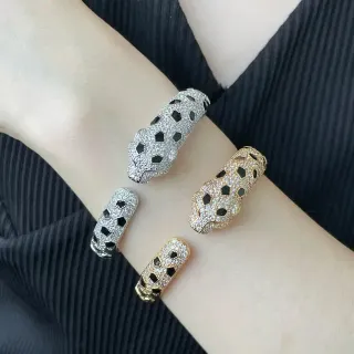 Silver Gold Pave-Set Crystal Geometric Cutout Pattern Jewelry