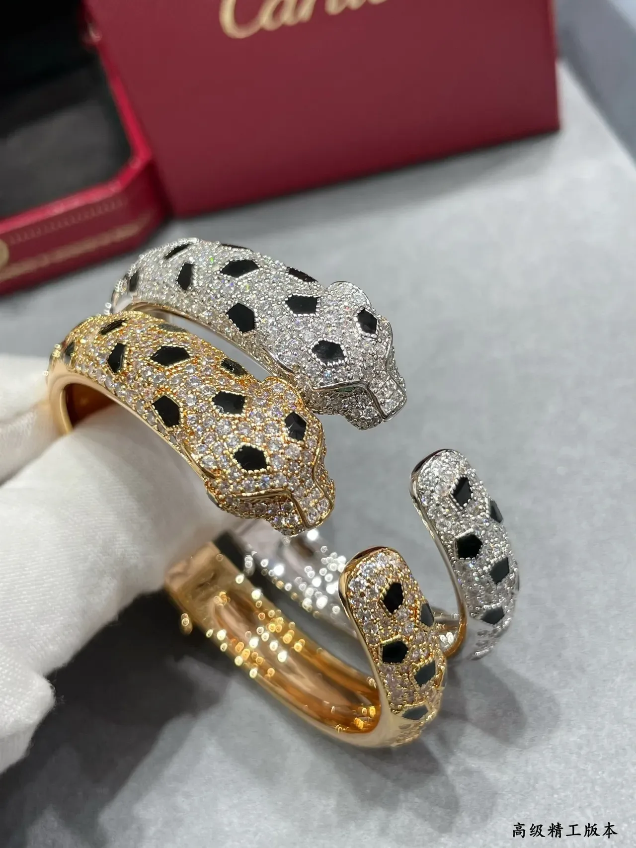 Silver Gold Pave-Set Crystal Geometric Cutout Pattern Jewelry 6