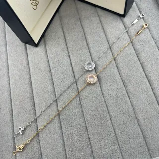 سوار فضي ذهبي قرص دوار تعويذ بافيه كريستال
