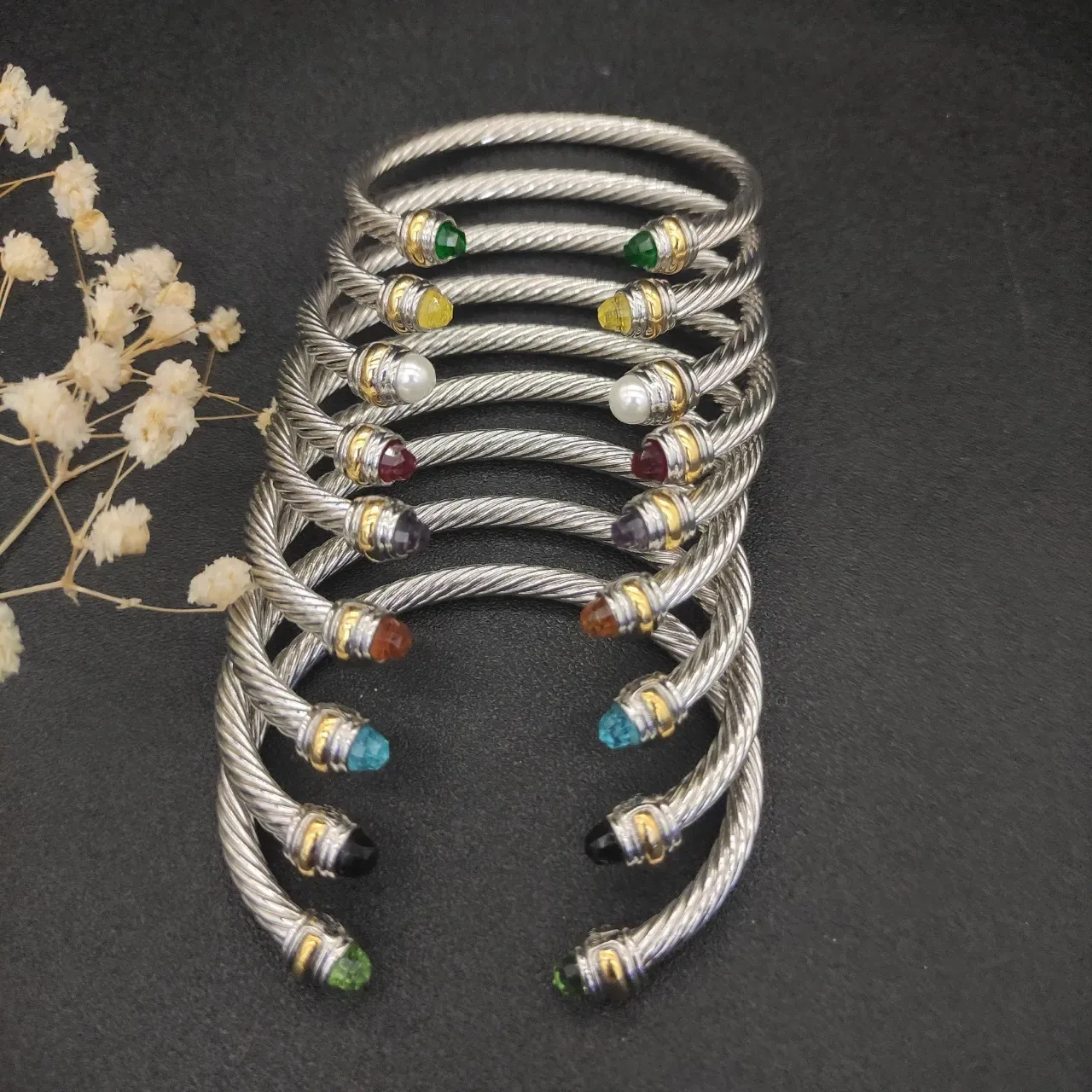 Silver Gold Twisted Cable Cuff-Style Bracelet 7