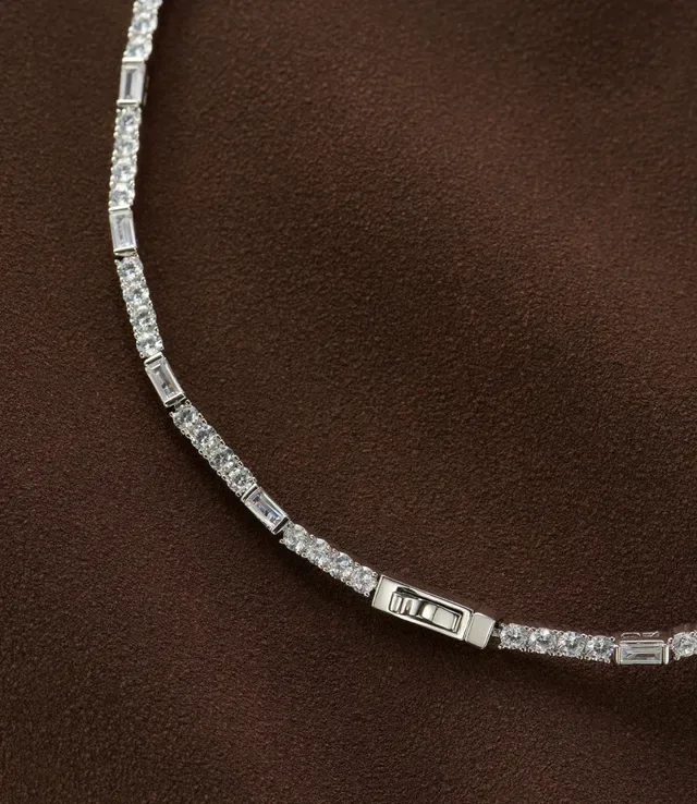 Silver Green Diamond-Encrusted Emerald-Accented Necklace 6