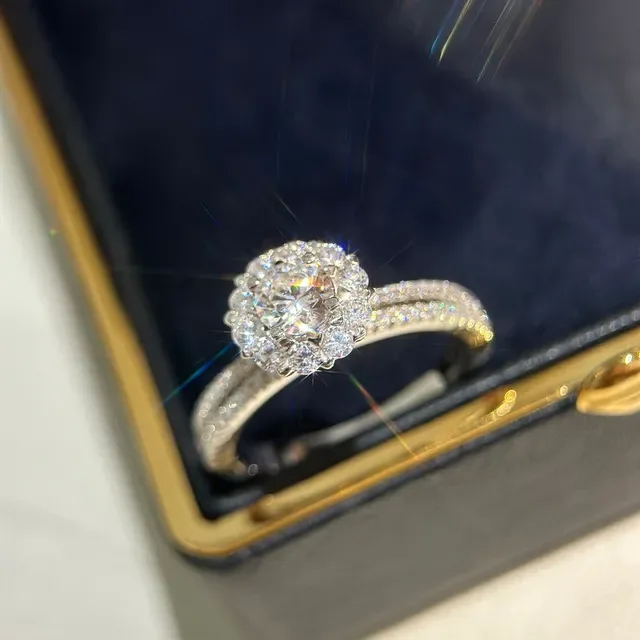 Silver Halo Setting Pavé Band Ring 4