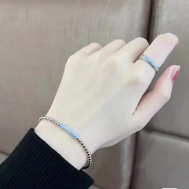 Cuentas metálicas plateadas moradas esféricas para joyería 3