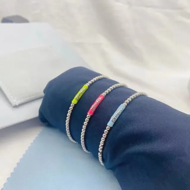 Cuentas metálicas plateadas moradas esféricas para joyería 4
