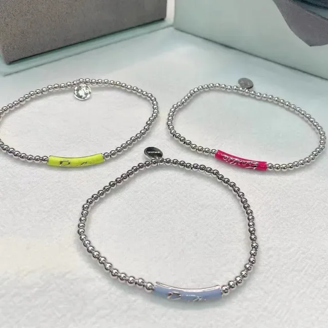 Cuentas metálicas plateadas moradas esféricas para joyería 5