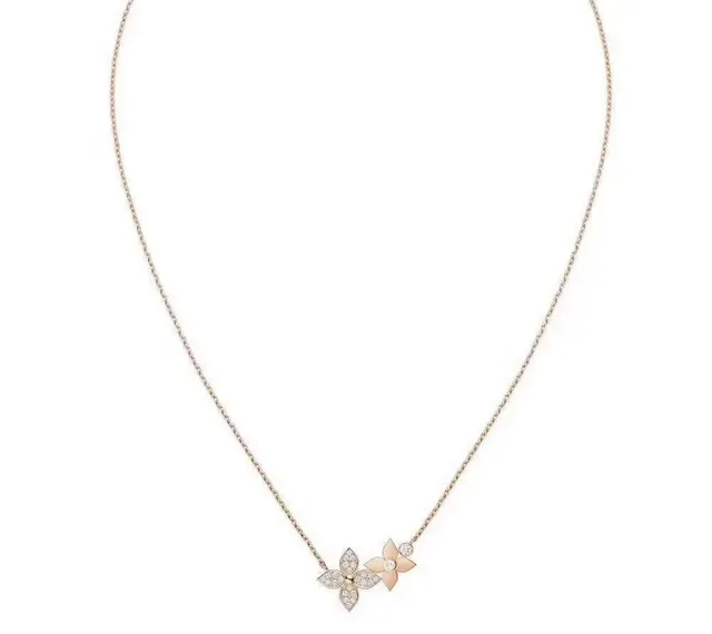 Silver Purple Floral Motif Pavé-Set Stones Necklace 10