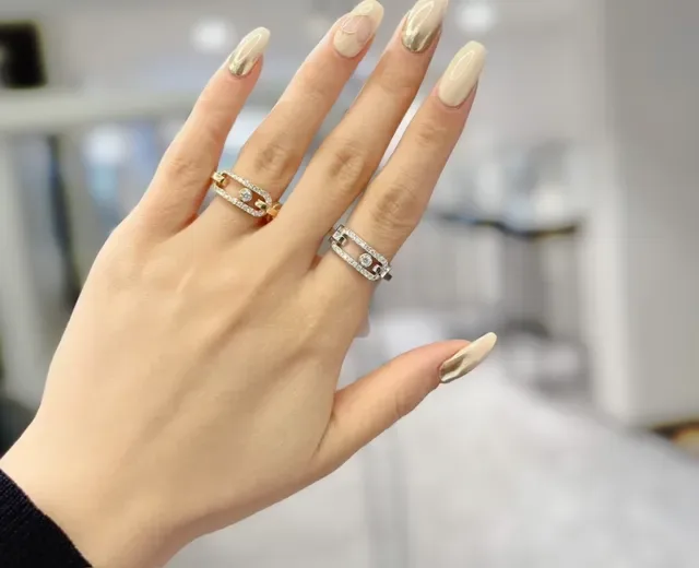 Silver-Tone and Gold-Tone Chain-Link Pave Crystal Rings 9